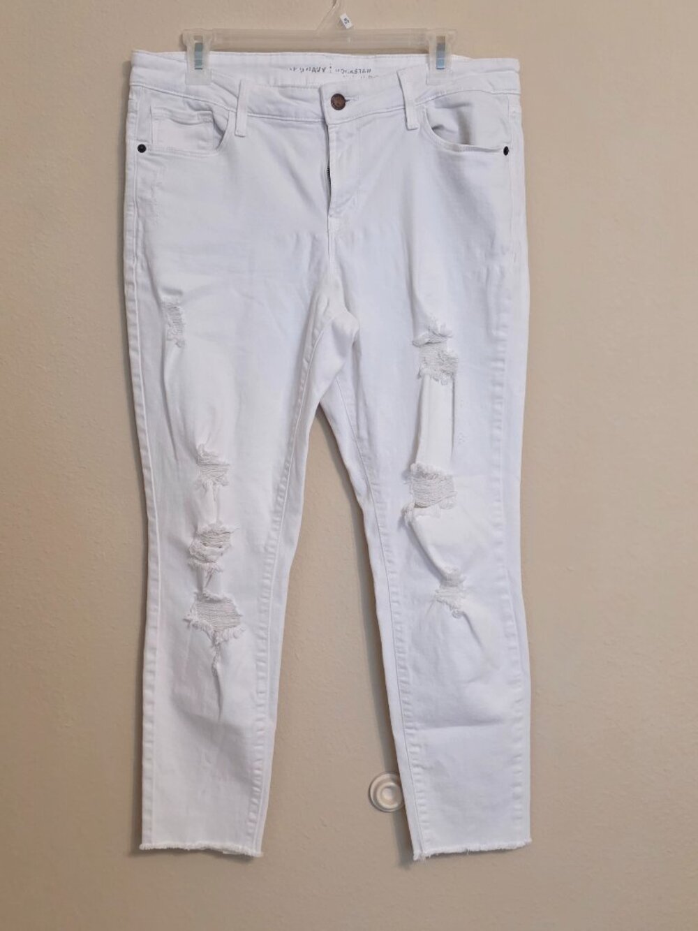 Old Navy White Distressed Midrise Skinny Jeans Size 12